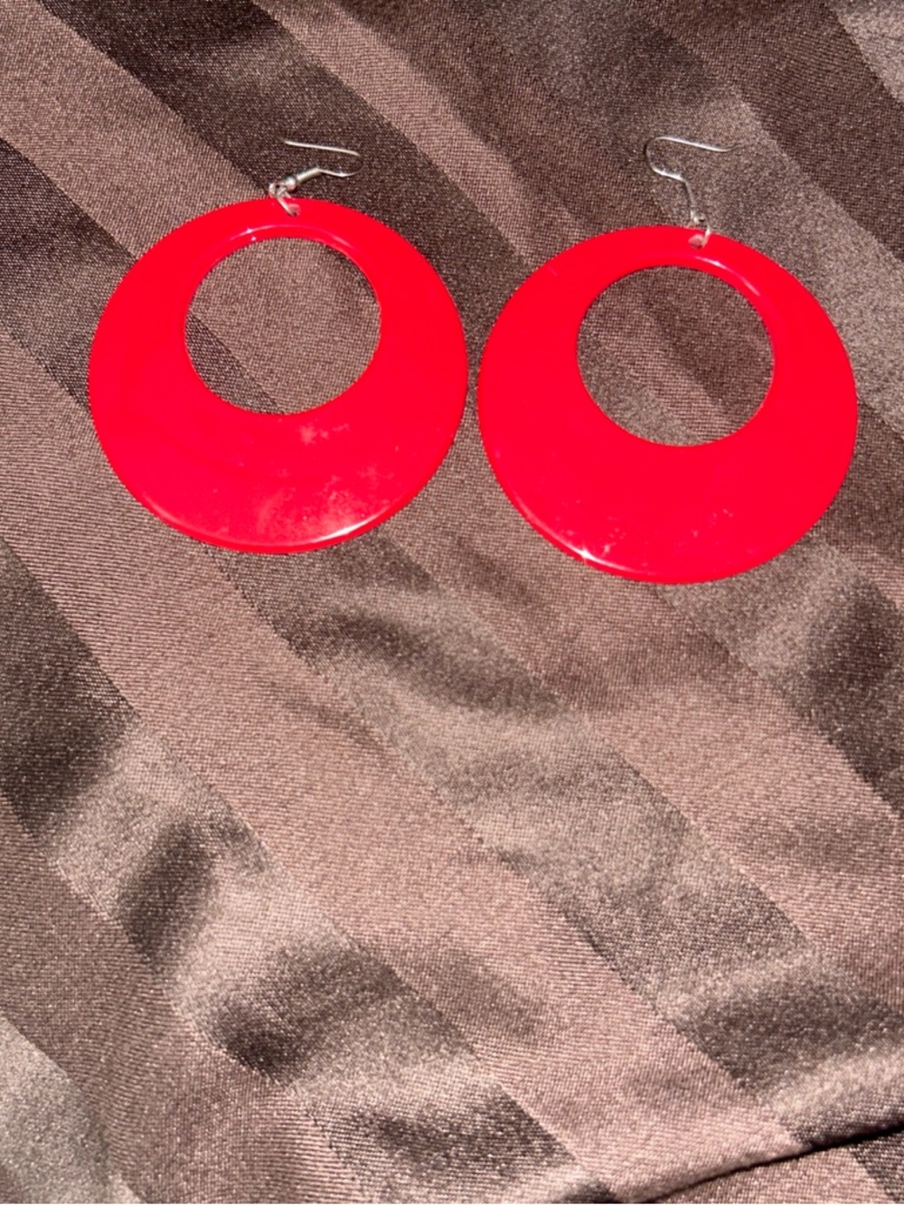Vibrant Red Hoop Cutout Drop Earrings for Women